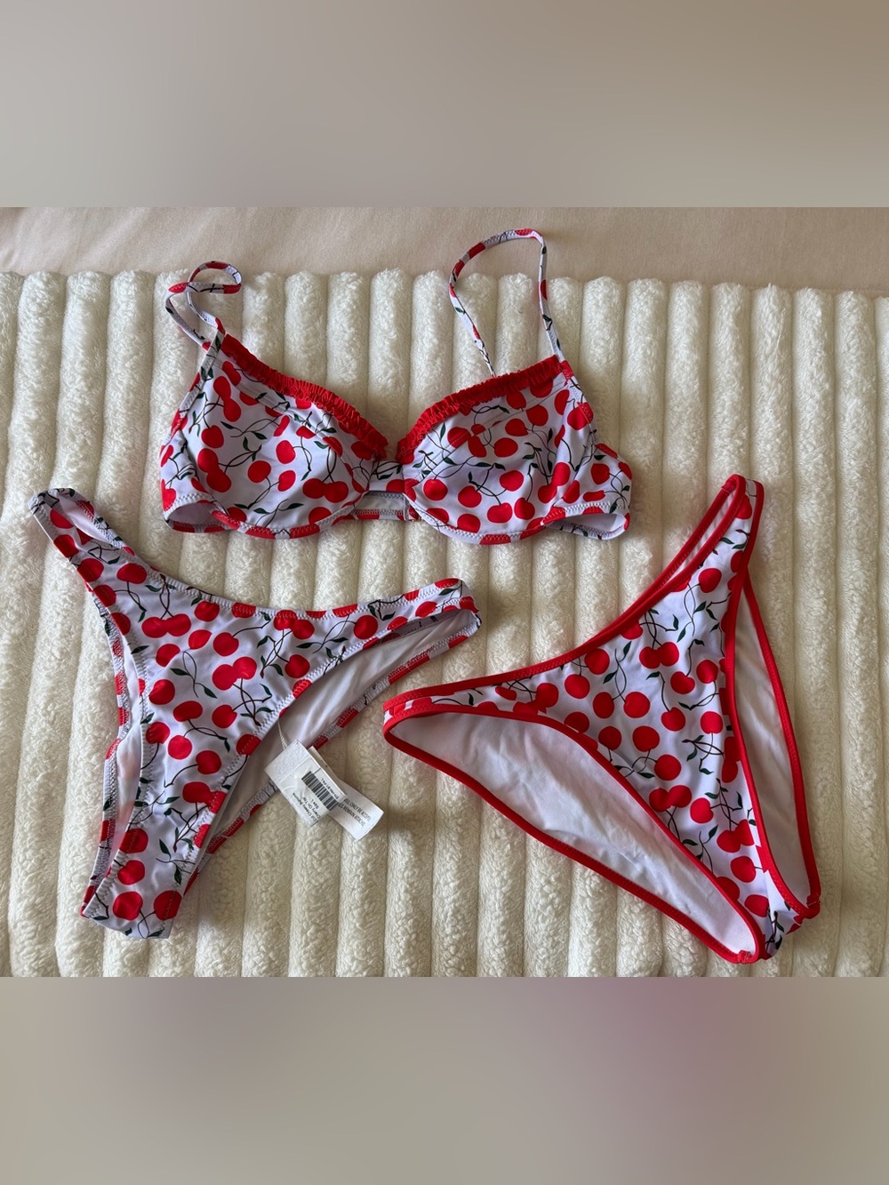 NWT Heavy Manners X Elsa Hosk Cherry on Top! Print Bikini Set